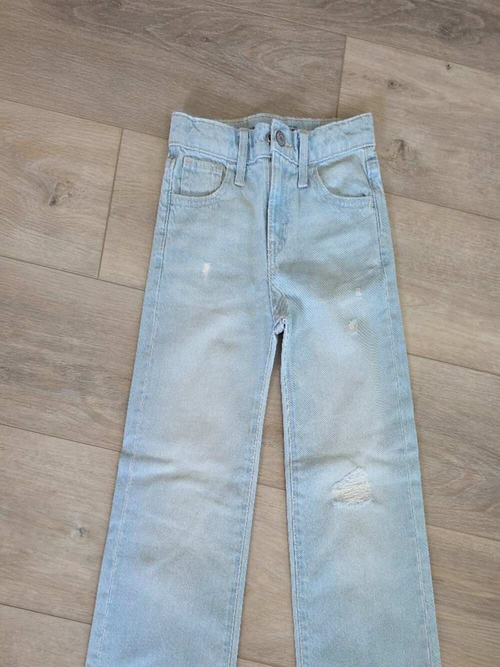 High-Waisted Ripped Baggy Wide-Leg Jeans for Girls SIZE 7